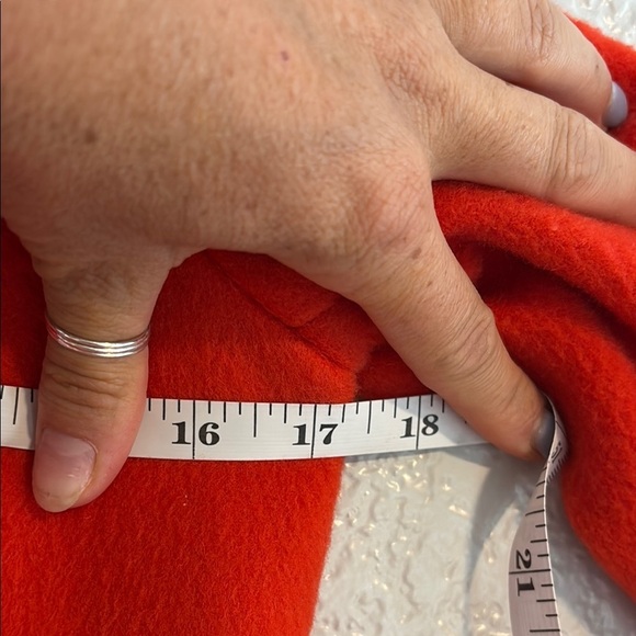 Red and Cream Pea Coat with Tailored Silhouette - Picture 8 of 8